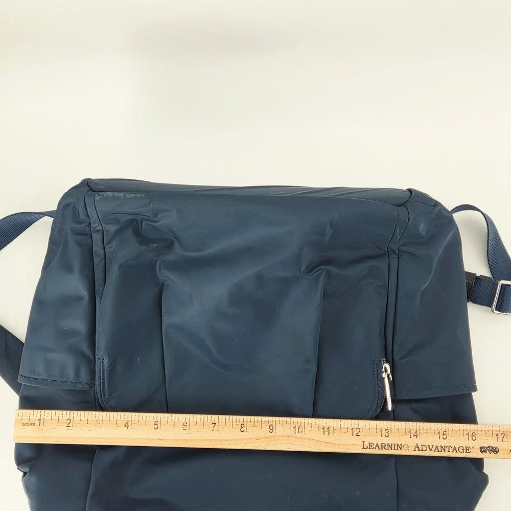 Tumi Mel Framed Blue Navy Nylon Convertible Backpack Bookbag Bag Wide Opening